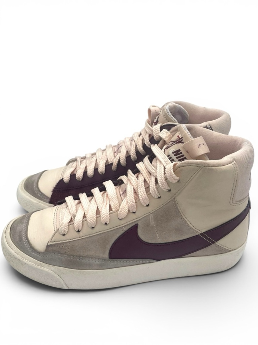 Nike Blazer Mid Burgundy Beige Sneakers Youth 4Y Women 6 Retro Casual - Picture 7 of 11